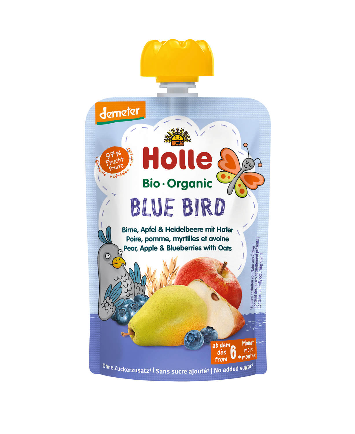 Holle Pouchy Blue Bird Demeter Birne, Apfel, Heidelbeere, Hafer 100g