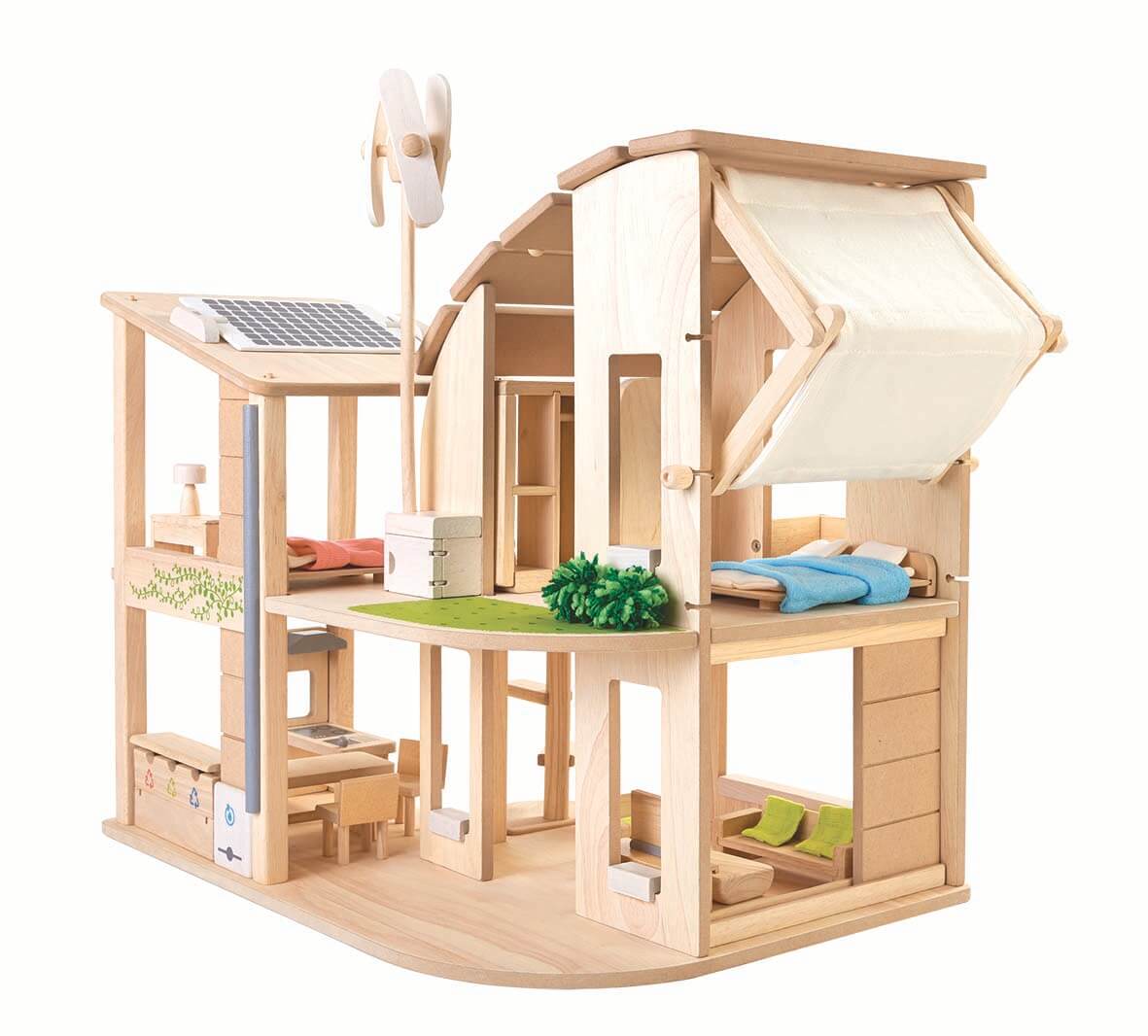 PlanToys Puppenhaus Öko inkl. Zubehör