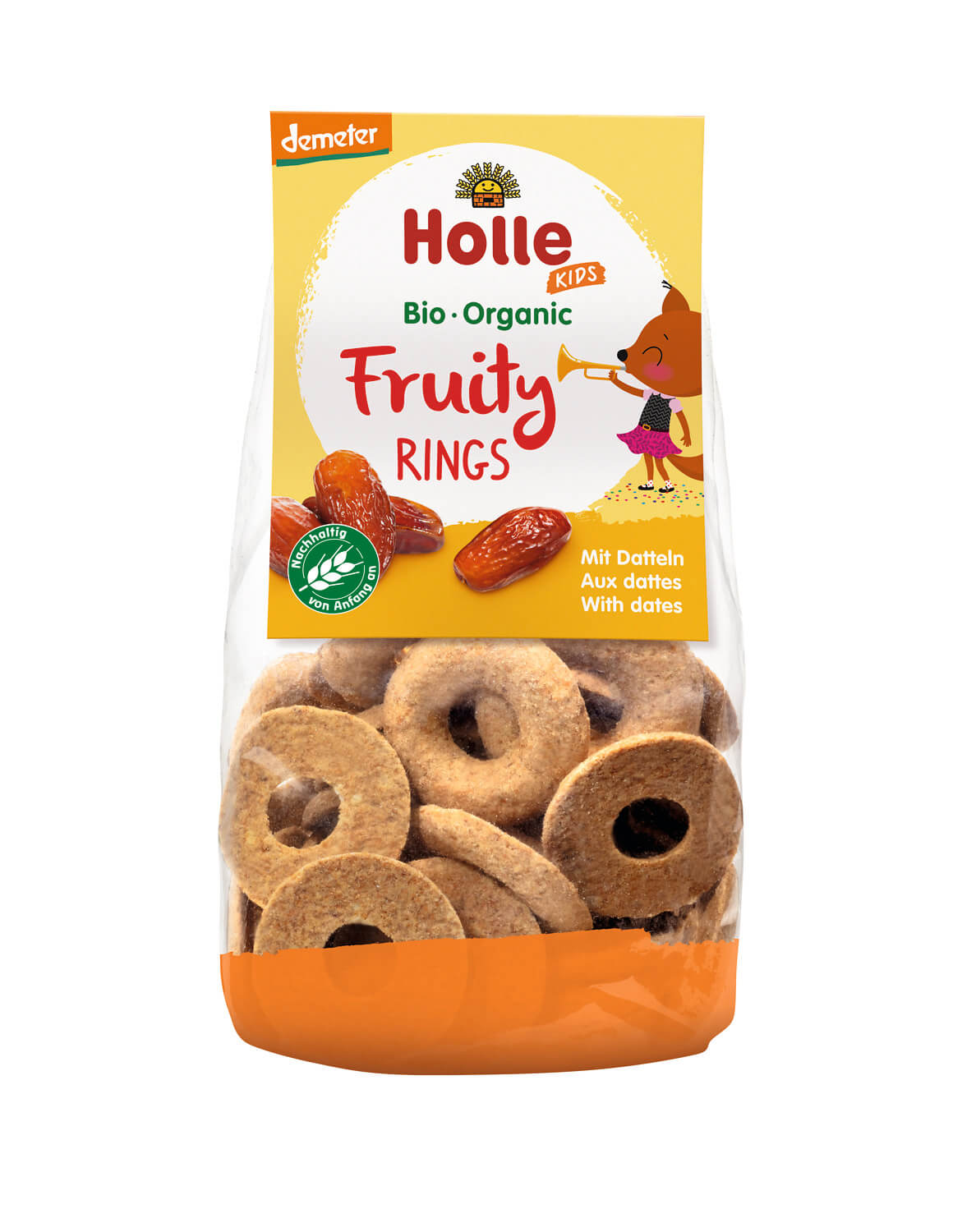 Holle Fruity Rings Dinkelgebäck Dattel Demeter 125g