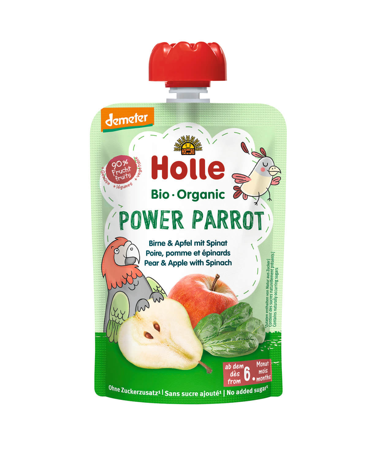 Holle Pouchy Power Parrot Demeter Birne, Apfel, Spinat 100g