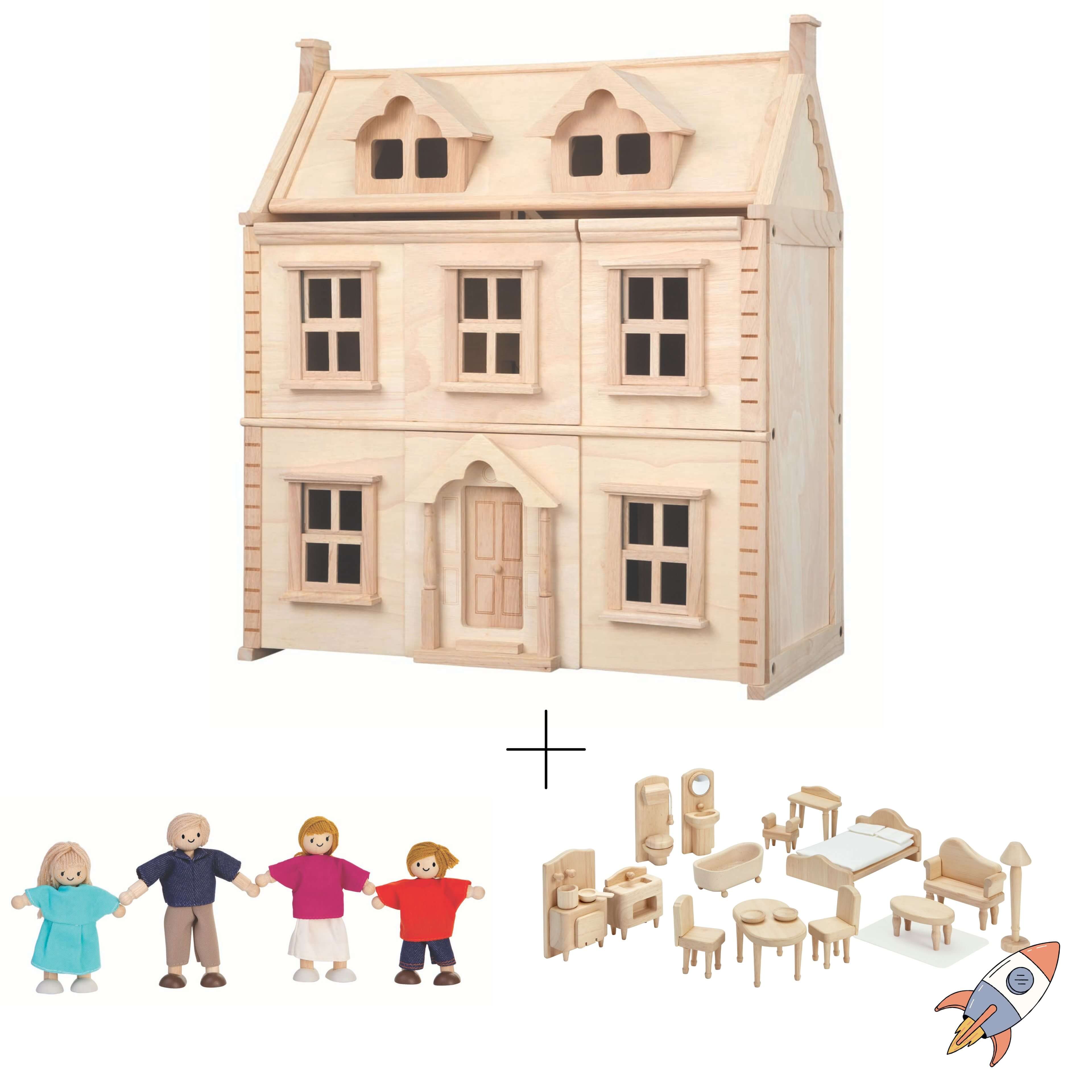 PlanToys Viktorianisches Puppenhaus SET