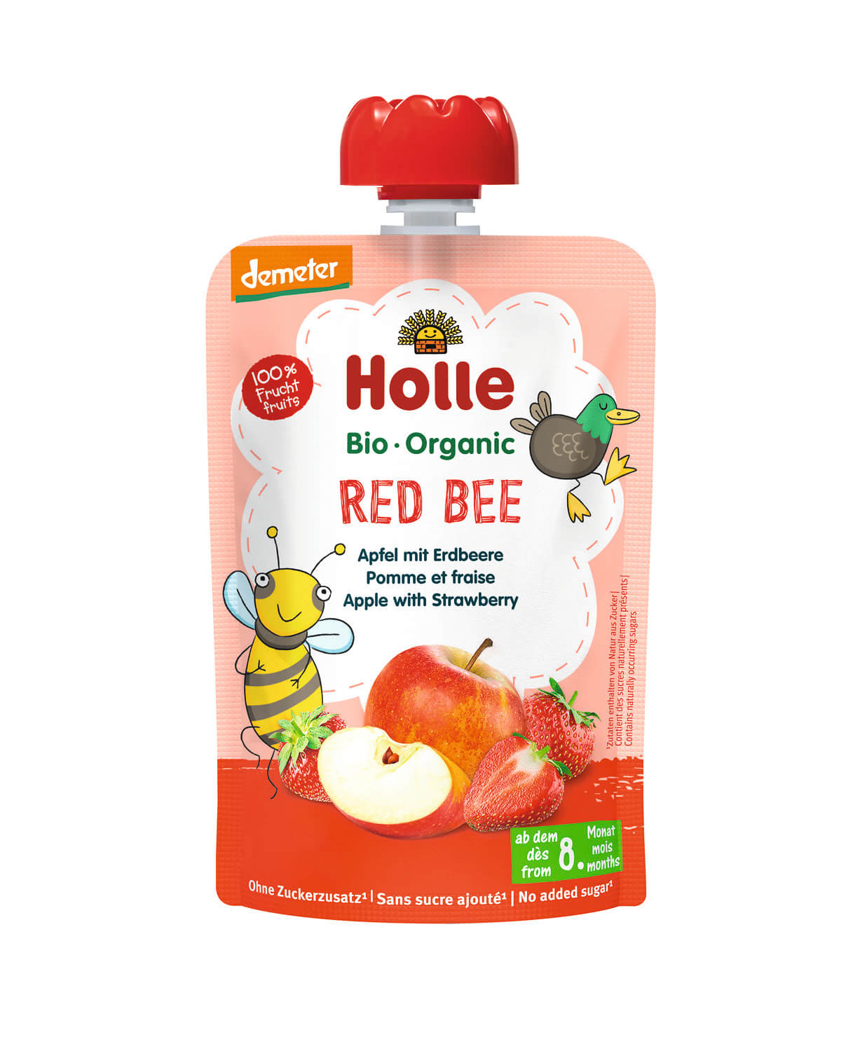 Holle Pouchy Red Bee Demeter Apfel, Erdbeere 100g