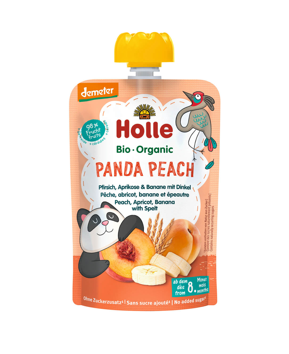 Holle Pouchy Panda Peach Demeter Pfirsich, Aprikose, Banane, Dinkel 100g