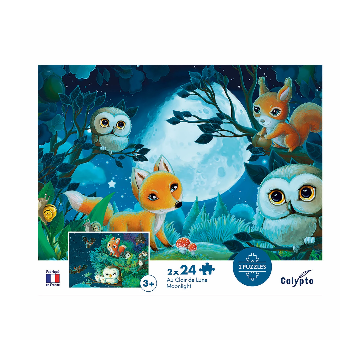 Calypto Tiere in der Nacht 2x24 Teile Puzzle