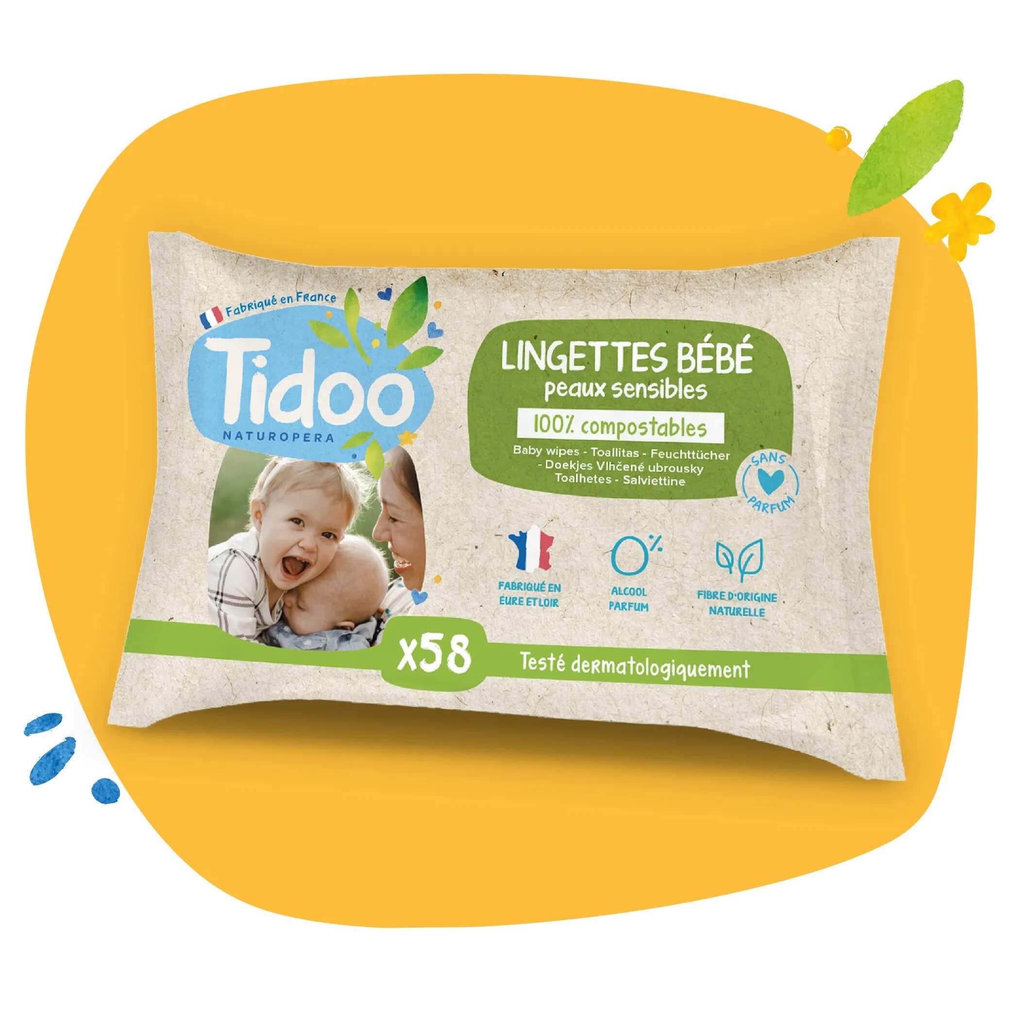 Tidoo Babypflegetücher ohne Parfum 58 stk.